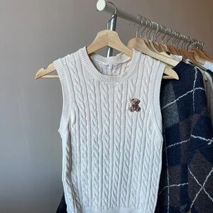 H&M Cream Cable Knit Sweater Vest